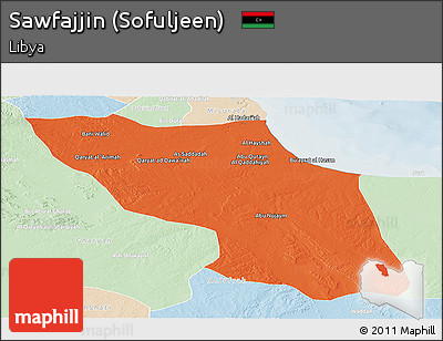 Political Panoramic Map of Sawfajjin (Sofuljeen), lighten