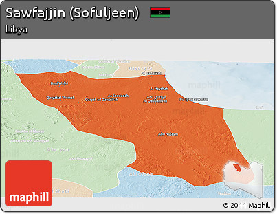 Political Panoramic Map of Sawfajjin (Sofuljeen), lighten