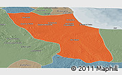 Political Panoramic Map of Sawfajjin (Sofuljeen), semi-desaturated