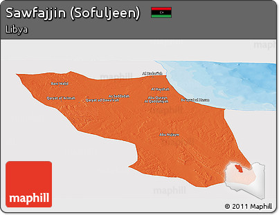 Political Panoramic Map of Sawfajjin (Sofuljeen), single color outside