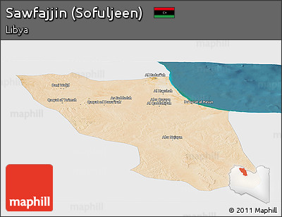 Satellite Panoramic Map of Sawfajjin (Sofuljeen), single color outside