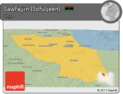 Savanna Style Panoramic Map of Sawfajjin (Sofuljeen)