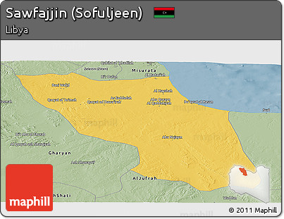 Savanna Style Panoramic Map of Sawfajjin (Sofuljeen)