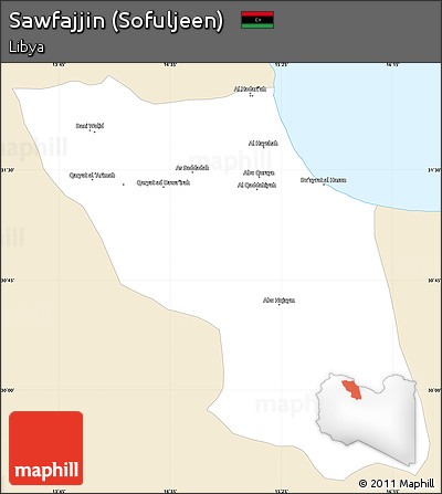 Classic Style Simple Map of Sawfajjin (Sofuljeen), single color outside
