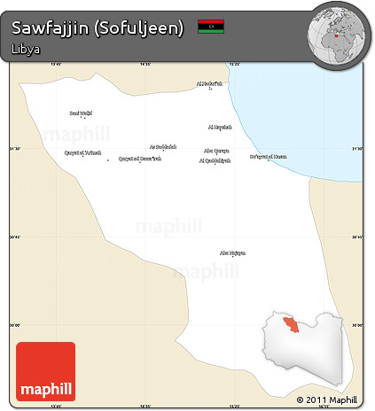 Classic Style Simple Map of Sawfajjin (Sofuljeen), single color outside