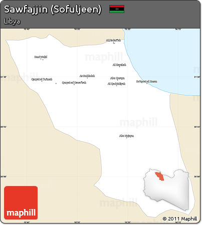 Classic Style Simple Map of Sawfajjin (Sofuljeen), single color outside