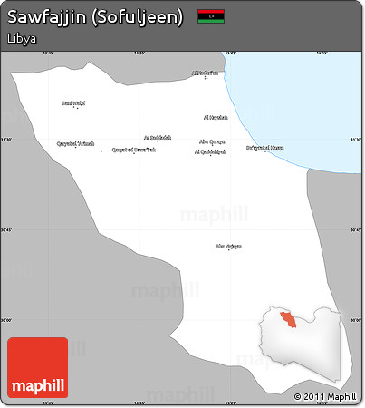 Gray Simple Map of Sawfajjin (Sofuljeen), single color outside