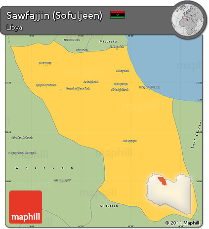 Savanna Style Simple Map of Sawfajjin (Sofuljeen)
