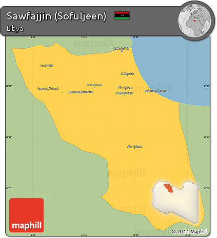 Savanna Style Simple Map of Sawfajjin (Sofuljeen), single color outside