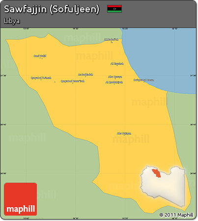 Savanna Style Simple Map of Sawfajjin (Sofuljeen), single color outside