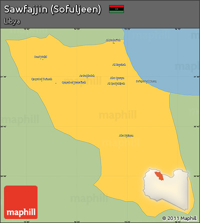 Savanna Style Simple Map of Sawfajjin (Sofuljeen), single color outside