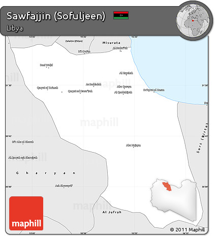 Silver Style Simple Map of Sawfajjin (Sofuljeen)