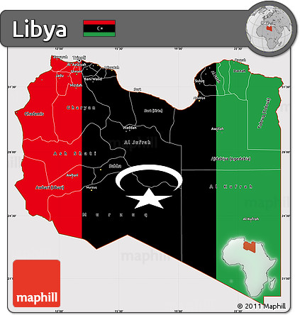 Flag Simple Map of Libya, flag rotated