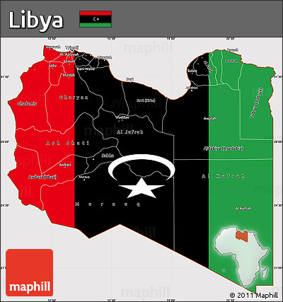 Flag Simple Map of Libya, flag rotated