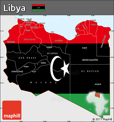 Flag Simple Map of Libya, single color outside