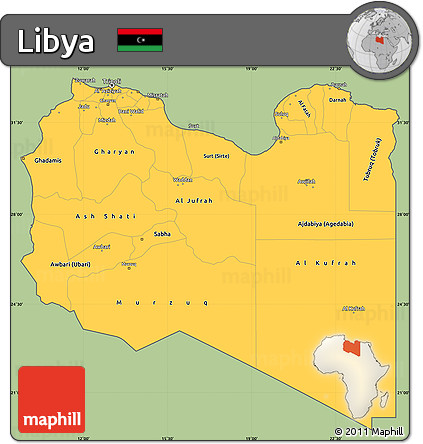 Savanna Style Simple Map of Libya, cropped outside