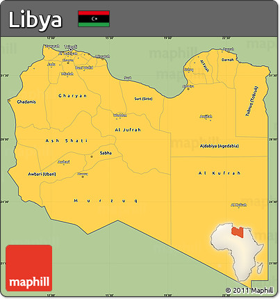 Savanna Style Simple Map of Libya, cropped outside