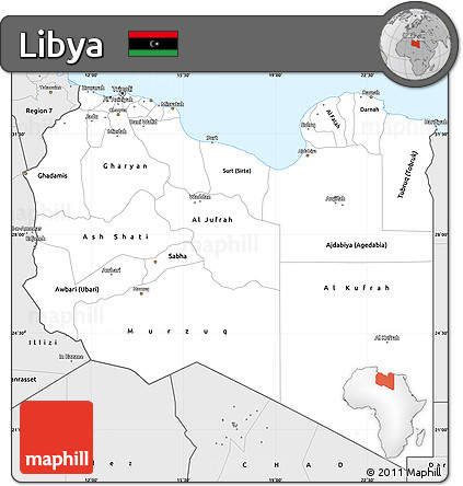 Silver Style Simple Map of Libya