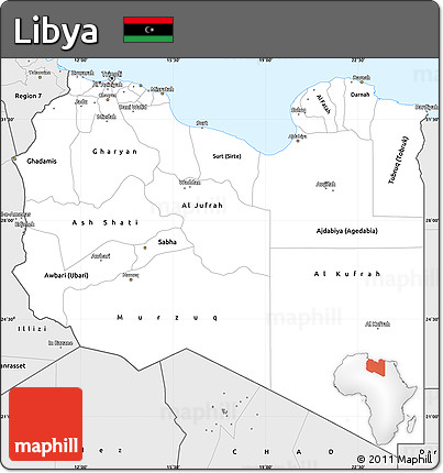 Silver Style Simple Map of Libya