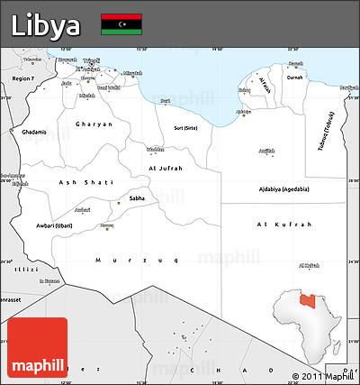 Silver Style Simple Map of Libya