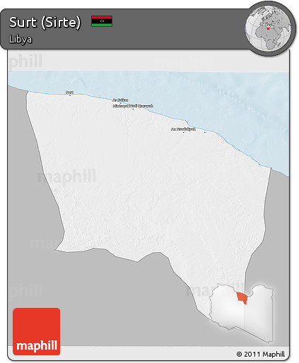 Gray 3D Map of Surt (Sirte), single color outside
