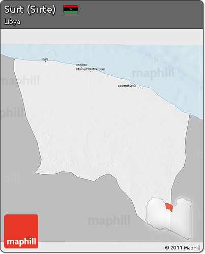 Gray 3D Map of Surt (Sirte), single color outside