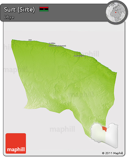Physical 3D Map of Surt (Sirte), cropped outside