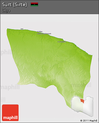 Physical 3D Map of Surt (Sirte), cropped outside