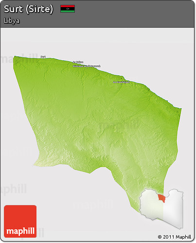 Physical 3D Map of Surt (Sirte), cropped outside