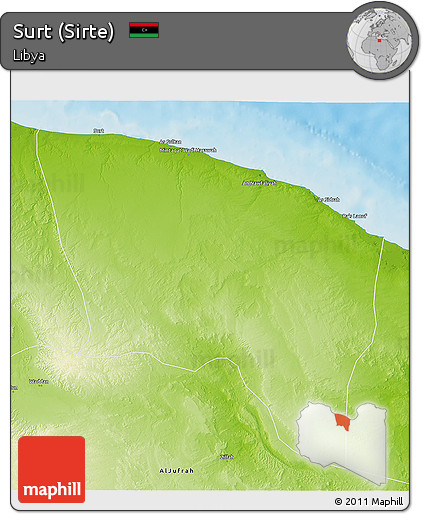 Physical 3D Map of Surt (Sirte)