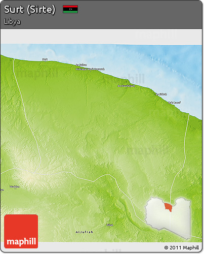 Physical 3D Map of Surt (Sirte)