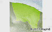 Physical 3D Map of Surt (Sirte), semi-desaturated