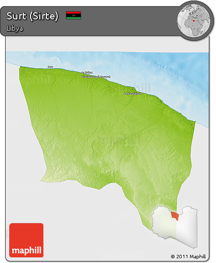 Physical 3D Map of Surt (Sirte), single color outside