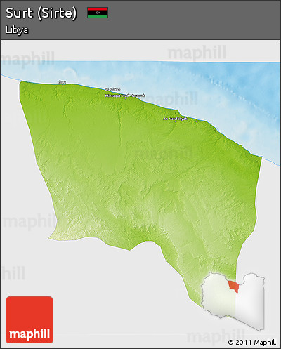 Physical 3D Map of Surt (Sirte), single color outside