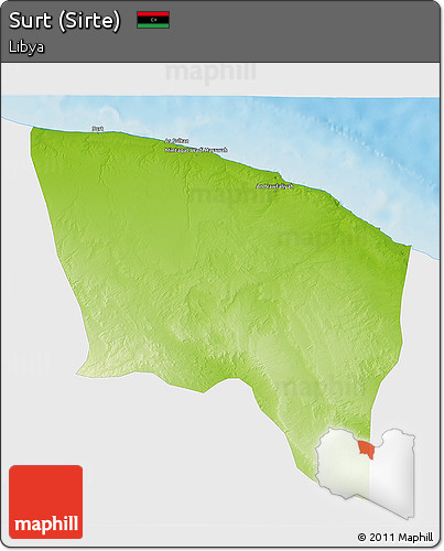 Physical 3D Map of Surt (Sirte), single color outside