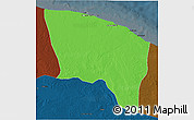 Political 3D Map of Surt (Sirte), darken