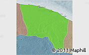 Political 3D Map of Surt (Sirte), semi-desaturated