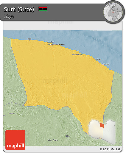 Savanna Style 3D Map of Surt (Sirte)