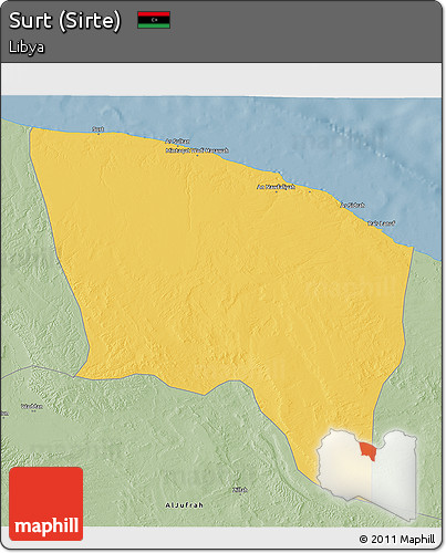 Savanna Style 3D Map of Surt (Sirte)