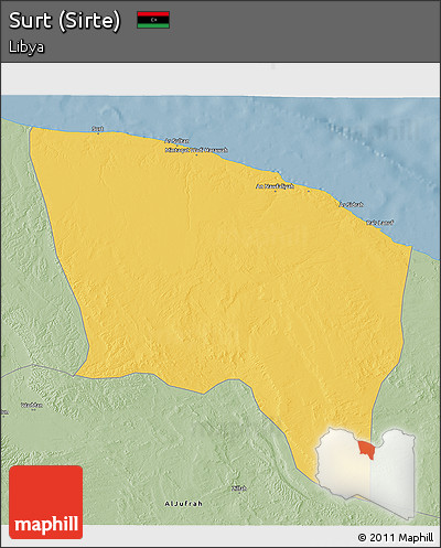 Savanna Style 3D Map of Surt (Sirte)