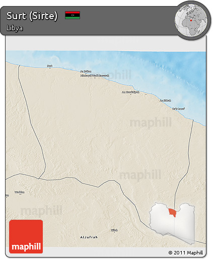 Shaded Relief 3D Map of Surt (Sirte)
