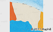Shaded Relief 3D Map of Surt (Sirte), political outside