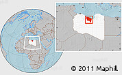 Gray Location Map of Surt (Sirte), highlighted country, within the entire country, hill shading
