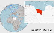 Gray Location Map of Surt (Sirte), highlighted country, hill shading