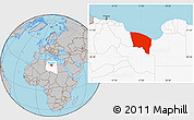 Gray Location Map of Surt (Sirte), highlighted country