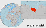 Gray Location Map of Surt (Sirte), hill shading