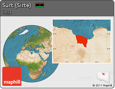 Satellite Location Map of Surt (Sirte)