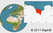 Satellite Location Map of Surt (Sirte), highlighted country