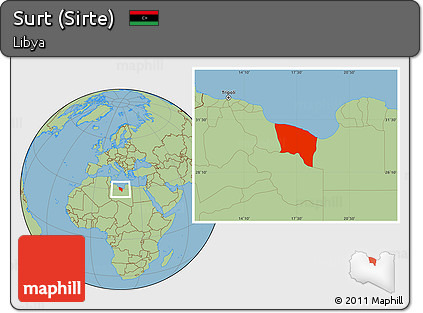 Savanna Style Location Map of Surt (Sirte)