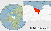 Savanna Style Location Map of Surt (Sirte), highlighted country, hill shading